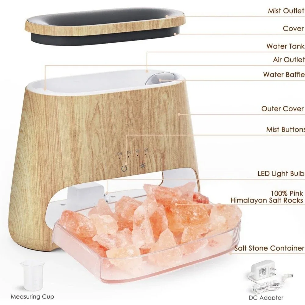 SALKING 2-in-1 Himalayan Salt Lamp Diffuser Cool Mist Humidifier Aromatherapy